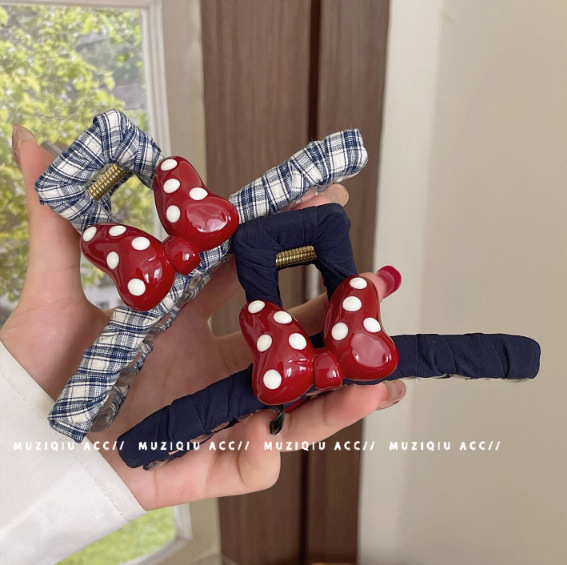时尚单品！可爱红色蝴蝶结缠绕布艺抓夹ins高级感洋气搭发夹|undefined