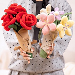 手の花の人形の趣味のぬいぐるみのバラの花の人形のjellycatの贈り物の花の卒業の贈り物の卸売り