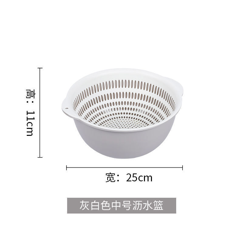 二重の野菜を洗うたらいの水たまりのかごの6セットの台所の客間の家庭用の水洗いの果物の皿の簡単なプラスチックの米を洗う野菜のかご|undefined