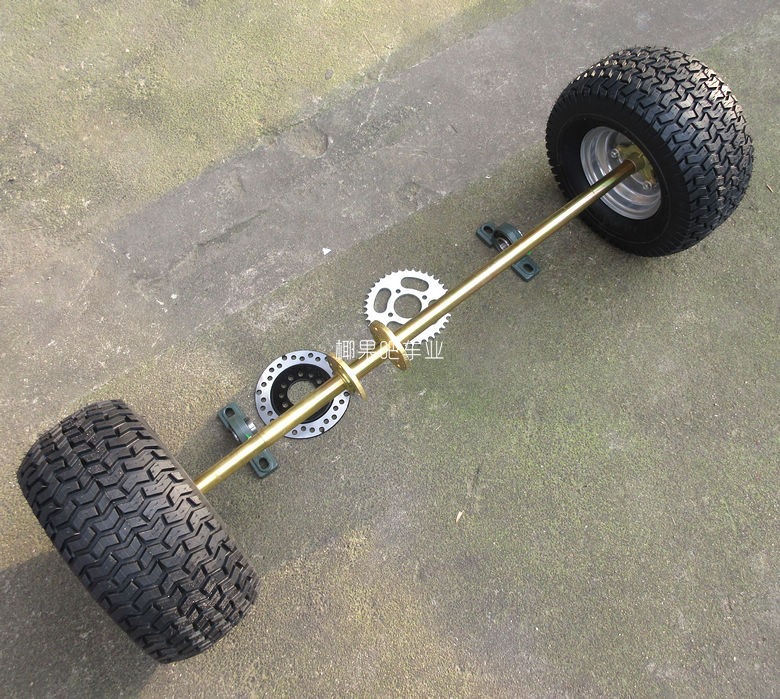 Four-wheel go-kart accessories, modified drift car 1m rear axle assembly, equipped with 13X 6.5-6inch tires