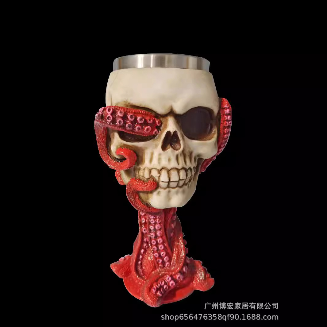 Acero inoxidable cerveza Copa pulpo forma del cráneo taza de agua regalo Halloween personalidad divertida