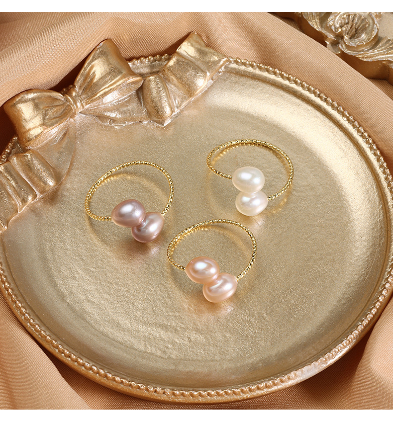 Wholesale Elegant Simple Style Geometric Freshwater Pearl Copper Rings display picture 6