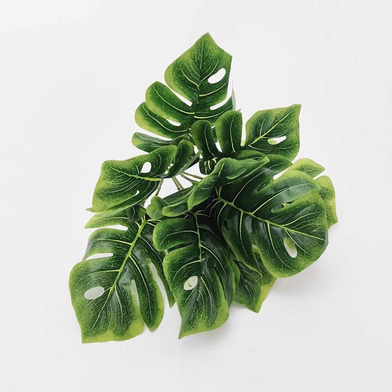 9本のPVC製人工観葉植物、滴水観音（アオウキョウ）の葉、偽物の葉、家の装飾用植物、鉢植え、造花|undefined