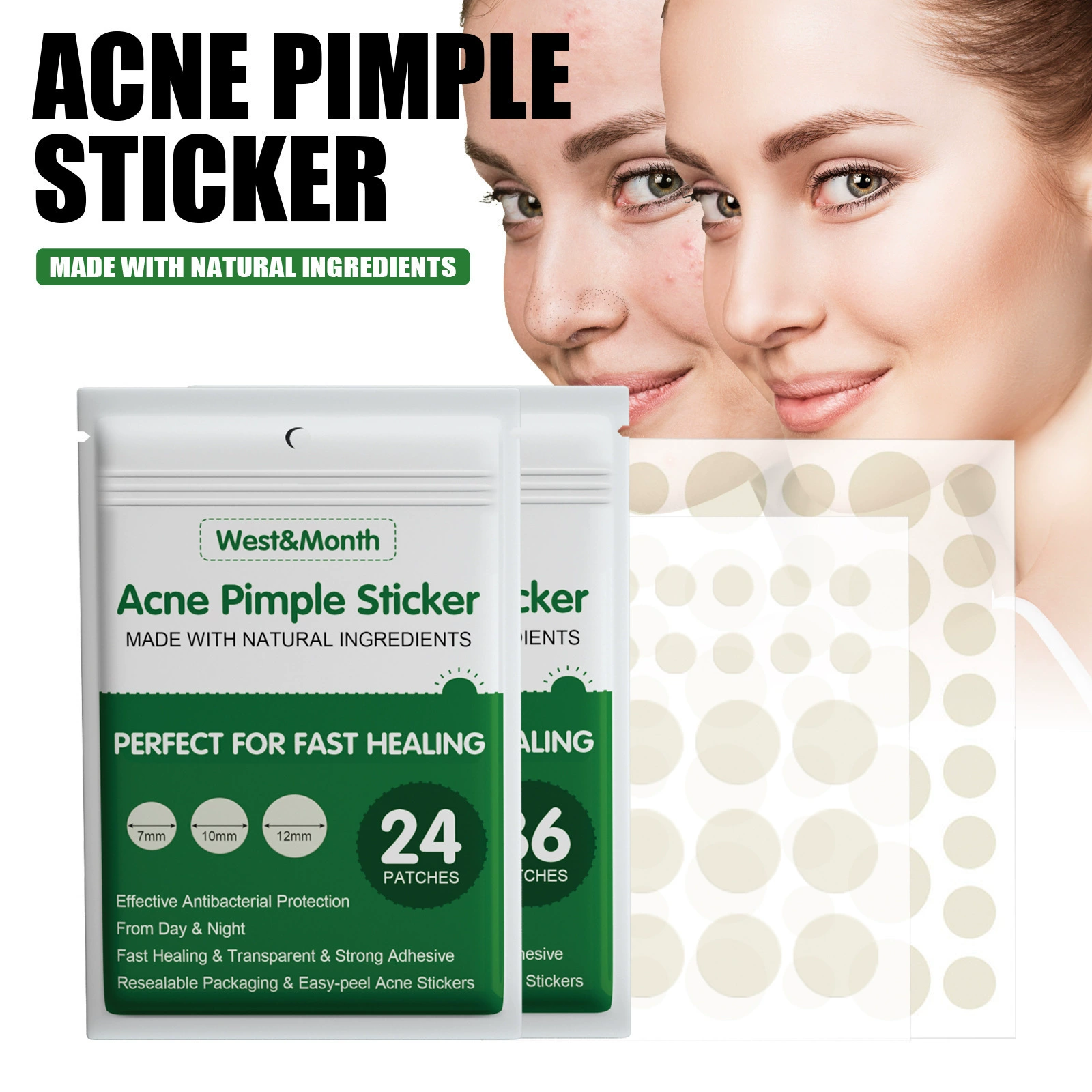 West & Month всасывание прыщей пластырь искусственный ремонт кожи эфирное масло для макияжа водонепроницаемый невидимый маскировку пластырь прыщей