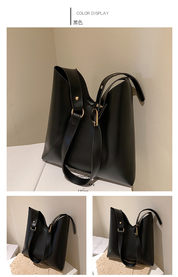 Fashion Retro Solid Color Large-capacity Messenger One-shoulder Bucket Bag Wholesale Nihaojewelry display picture 13