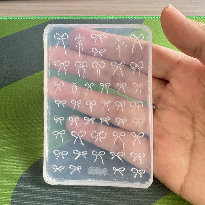 蝴蝶结浮雕硅胶模具美甲透明浮雕蕾丝硅胶模具蝴蝶结穿戴甲装饰磨