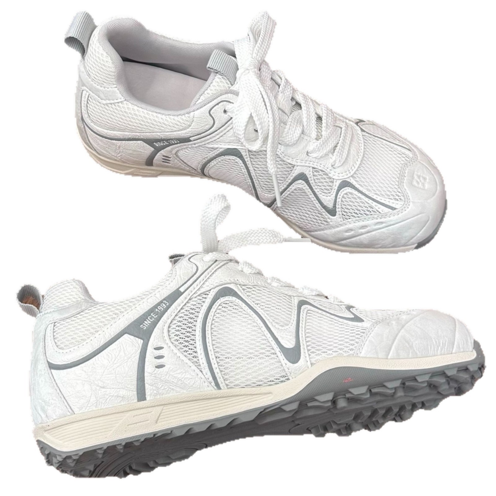 Primavera y verano de 2026 zapatos de entrenamiento de malla plana transpirables diarios zapatos blancos de moda para mujeres