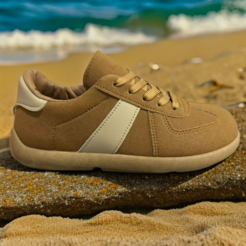 Retro Flat-soled Versatile Sports Lace-up Color-blocked German Training Shoes For Women, Casual Sneakers, Forrest Gump White Shoes_voghion.com