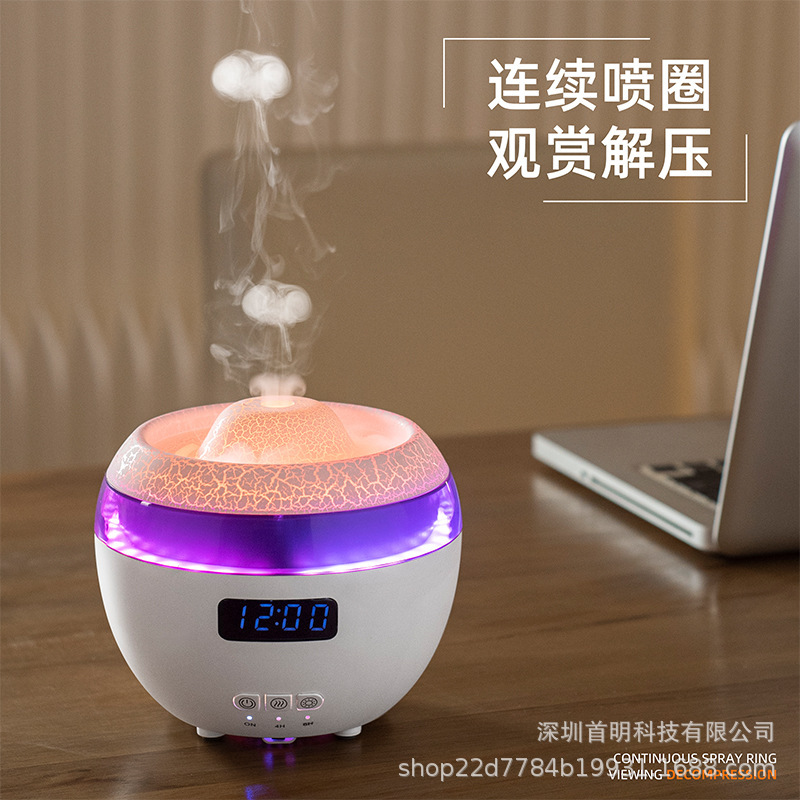 仿真火焰加湿器雨滴香薰机家用大容量智能火山喷雾雾化器批发|undefined