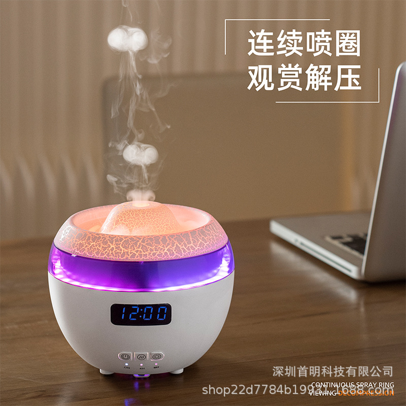Humidificador de llama de simulación explosiva, máquina de aromaterapia de gotas de lluvia, atomizador de pulverización volcánica inteligente de gran capacidad para el hogar al por mayor