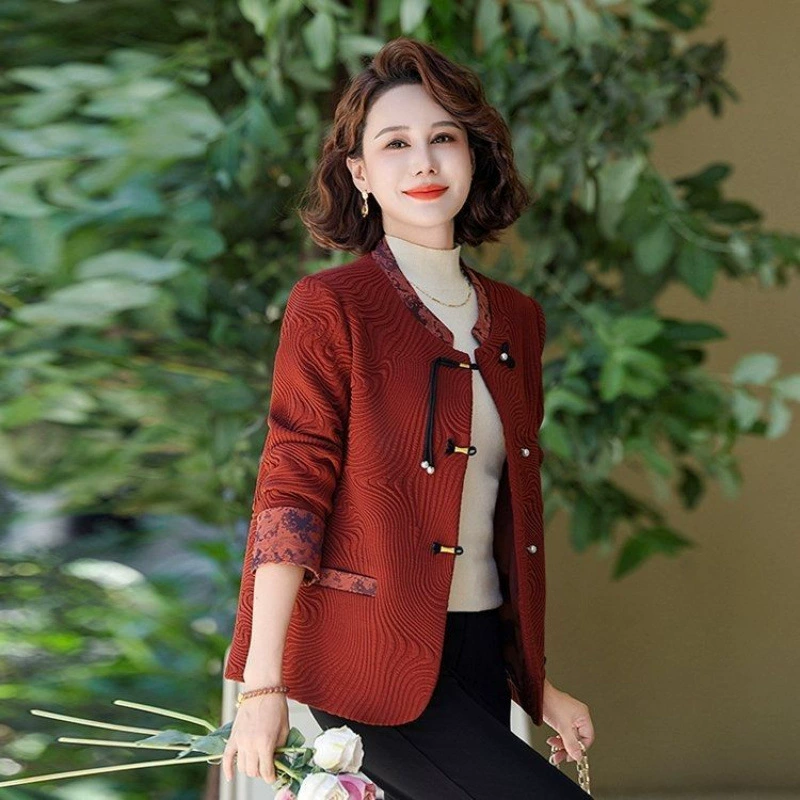 Куртка JinbuKang для мамы, стиль Chanel, вдохновлена Китаем, для средних возрастом, оранжевая или осенняя жёлтая, размеры XL-5XL
