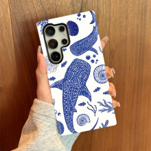 亚马逊ins风艺术鲨鱼适用三星S25/S24海边菲林硬壳防摔保护手机壳