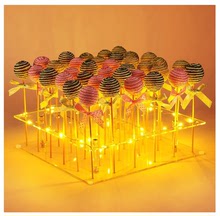 亚克力36孔透明棒棒糖架带LED灯串适合婚礼婴儿生日派对糖果装饰