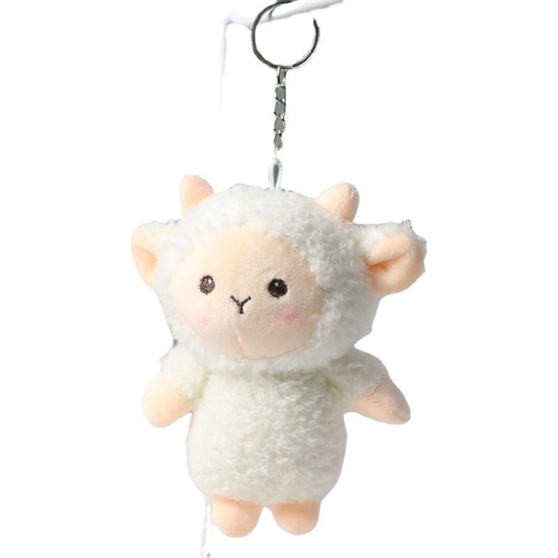Super lindo Cordero muñeca colgante llavero Mini tamaño pequeño ovejas muñeca Ragdoll niños bolsa adornos image 1