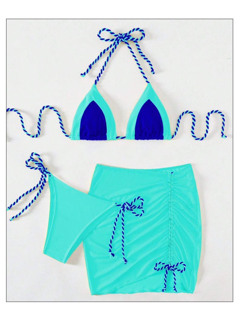 Women's Vacation Color Block 3 Pieces Set Bikinis Swimwear display picture 3