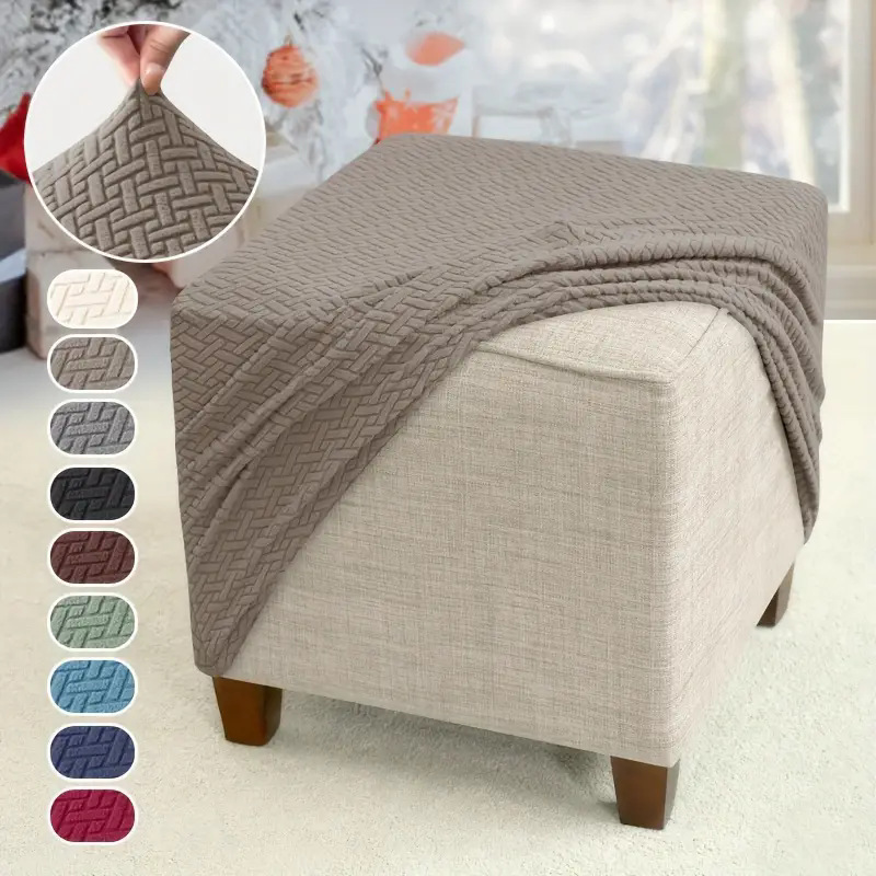 Cross-Border Footrest Cover Solid Color Twill Home Hotel Sofa Footstool Cover Square Footstool Cover Footstool Dust Cover