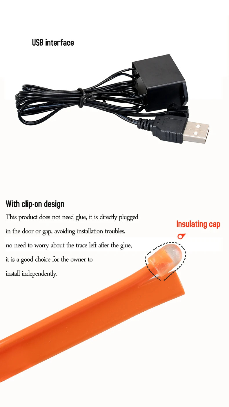 Car Dashboard Led Cold Light Line Interior Atmosphere Light El Cold Light Line USB Driver