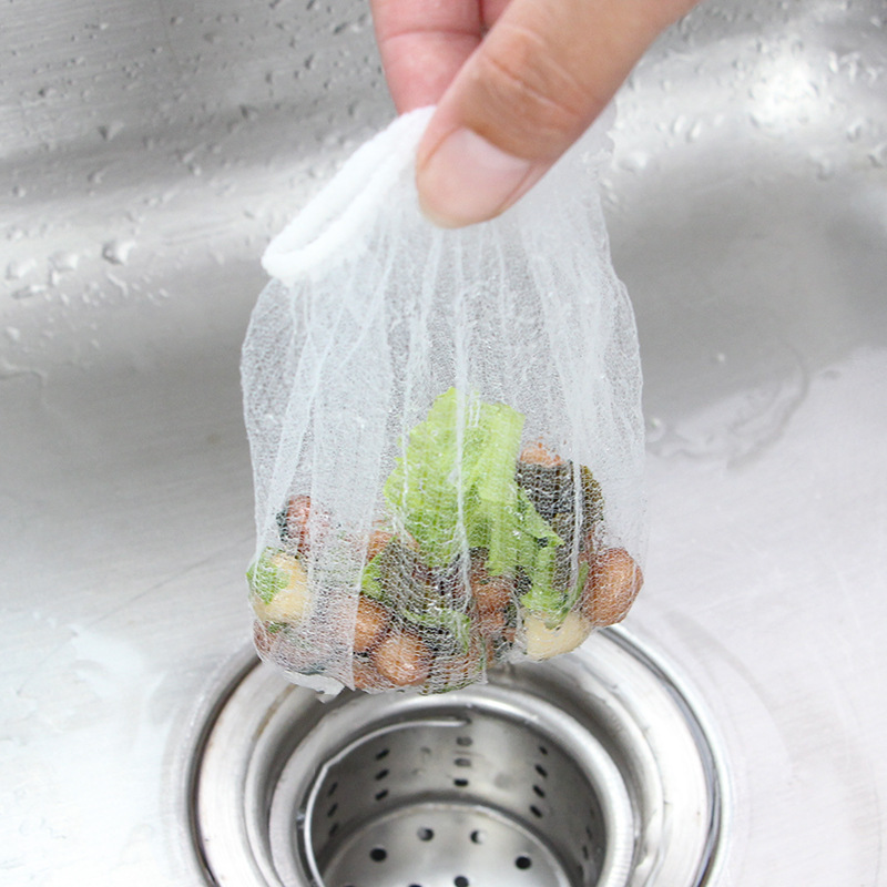 Disposable kitchen sink garbage filter, drain strainer for dishwashing basins, vegetable washing basin, and leftover food collection&mdash;leak-proof mesh bag