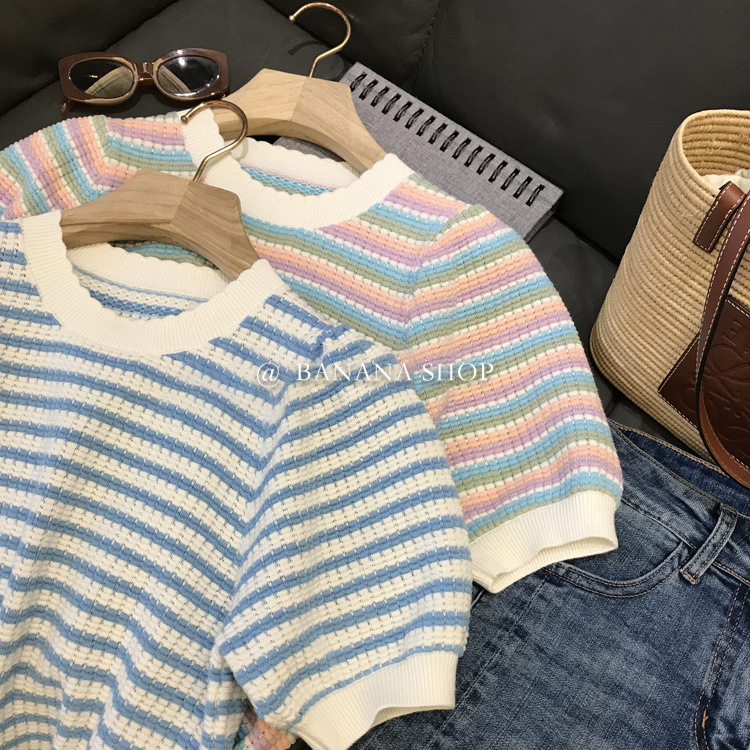 Rainbow knitted summer sweater