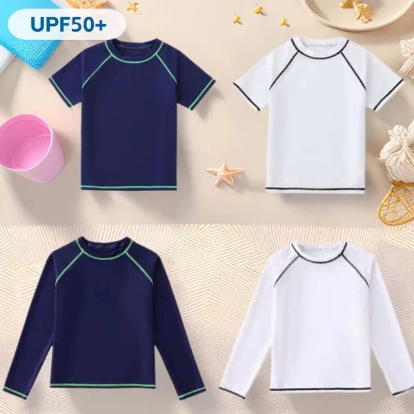 Upf50+ Kidsren's Swimsuit Boys Sun Protection Kidsren's Swimsuit New Split Quick-Drying One-Piece Top Pure Color Swimsuit