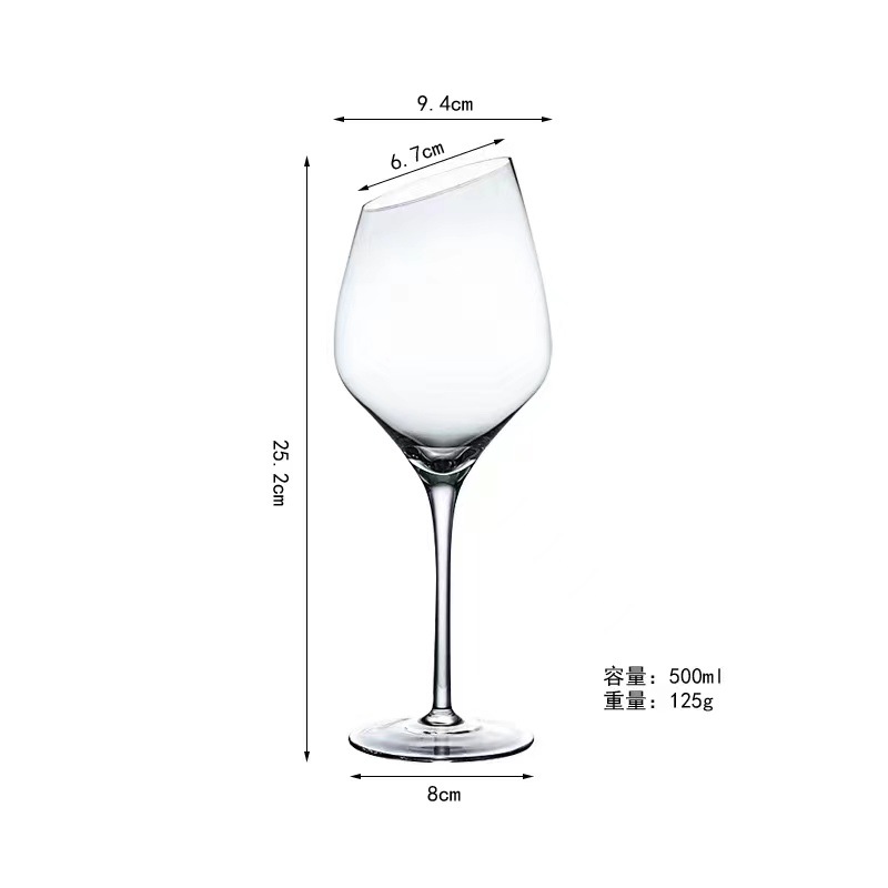 Vidrio de vino oblicuo Cristal de Lu Jing Boer Borgoña vidrio oblicuo champán copa de vino al por mayor