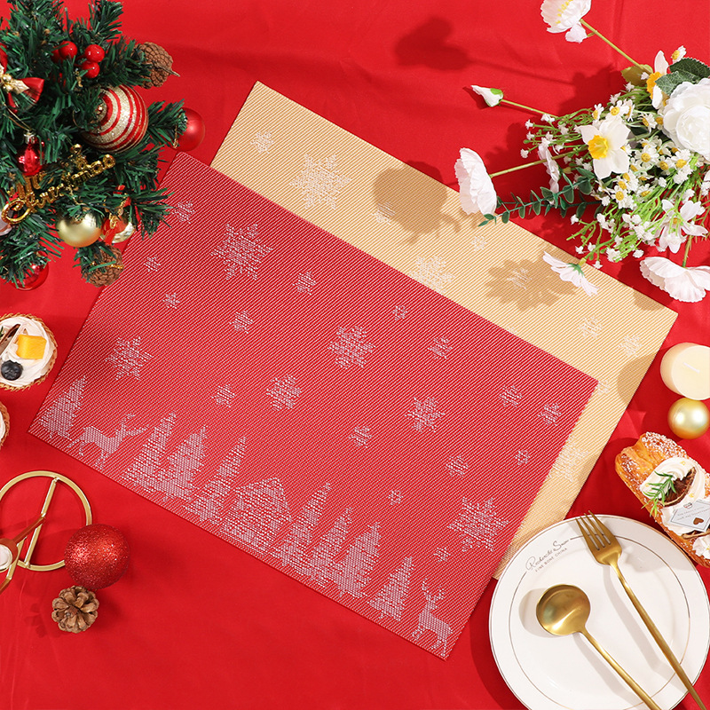 Elementos de almohadilla de Navidad rectangular simple almohadilla de comedor occidental aislante de tazas almohadilla de decoración de platos de comedor caseros de Navidad limitada