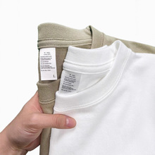 【厚实不透】320g重磅纯色圆领男士T恤夏季美式小领口宽 松短袖te