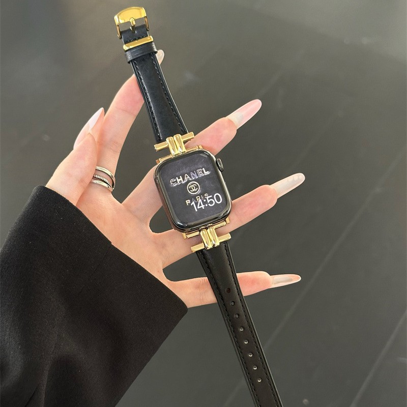 Iwatchs10 Watch Strap High-End Genuine Leather Retro Suitable for Apple Watch 98Se11 Generation Ultra Autumn and Winter Leather