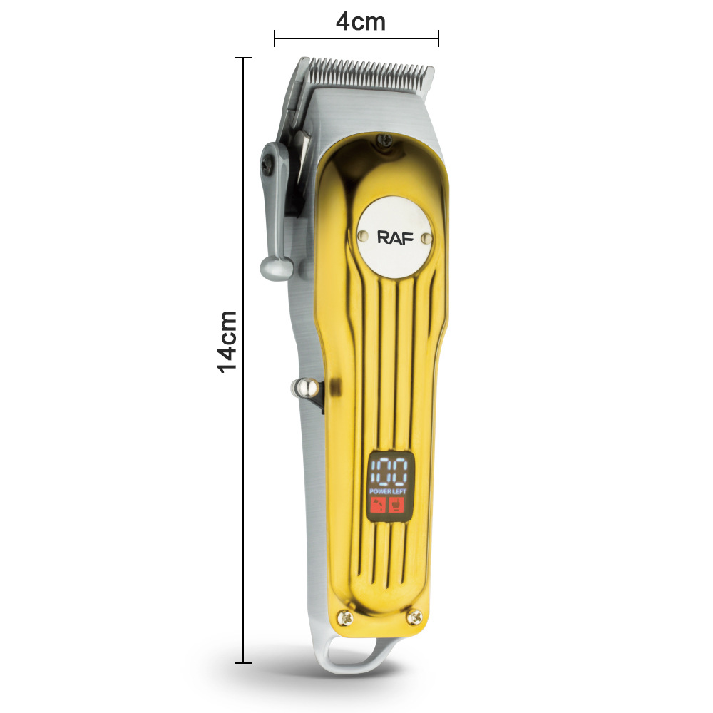 Tondeuse à cheveux électrique domestique dorée brillante, tête de rasage haute puissance, poussoir électrique, chargeur multi-têtes, type RAF_voghion.com