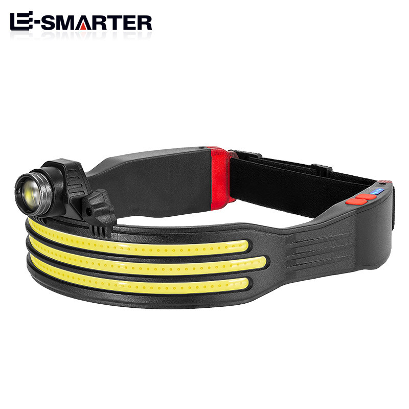 Transfronterizo nuevo LED mini multifunción con luz de la cabeza de advertencia COB aventura al aire libre pesca linterna de luz fuerte