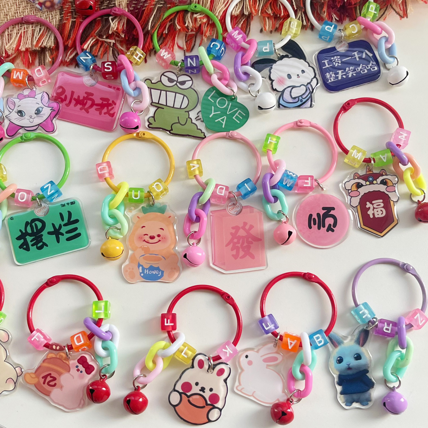 Ins ultra fuego texto creativo rechazar el colgante del teléfono móvil llavero extraño auriculares bolsa decoración portátil universal