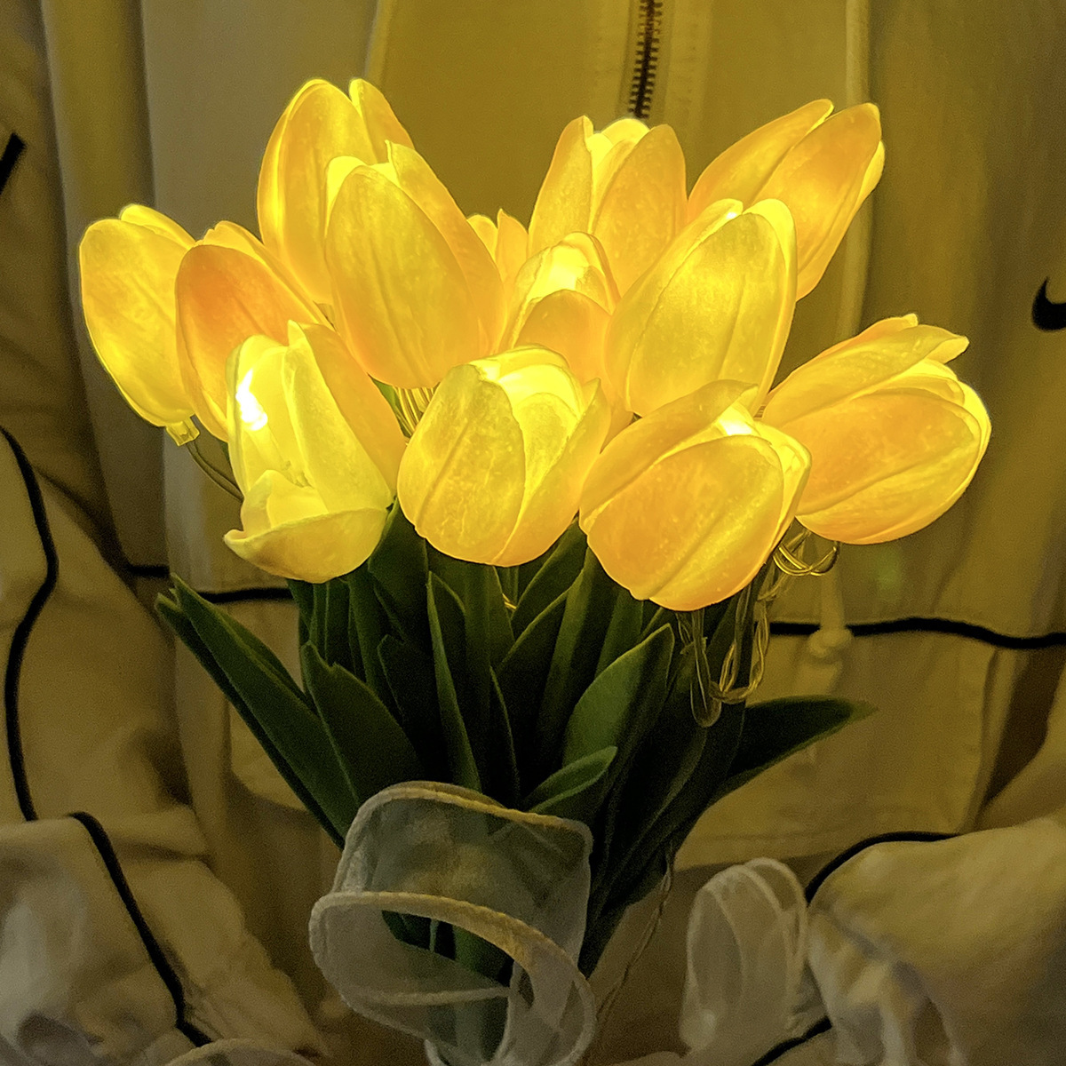 Simulación de lámparas de flores tulipanas lámpara de noche lámpara LED batería lámpara hecha a mano decoración de dormitorio cabecera lámpara de atmósfera