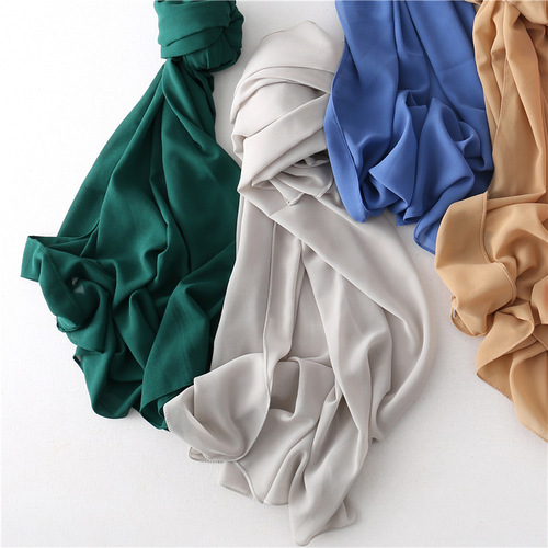 Cross-border solid color pearl chiffon Malay square scarf 110*110 one piece drop shipping bag turban large square scarf hijab