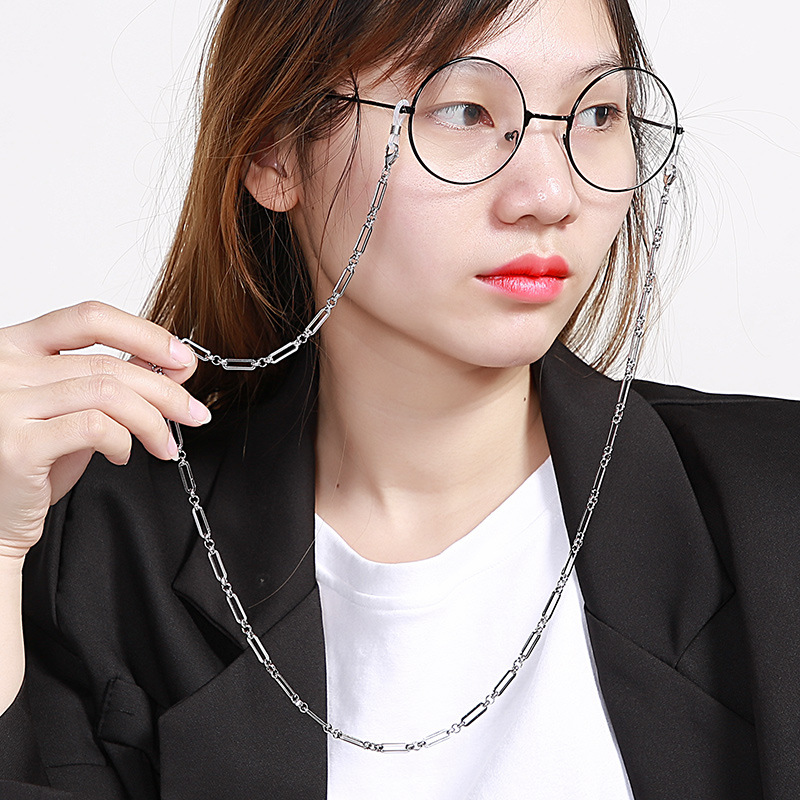 European And American Square Chain Sunglasses Anti-lost Hanging Neck Titanium Steel Jewelry display picture 5