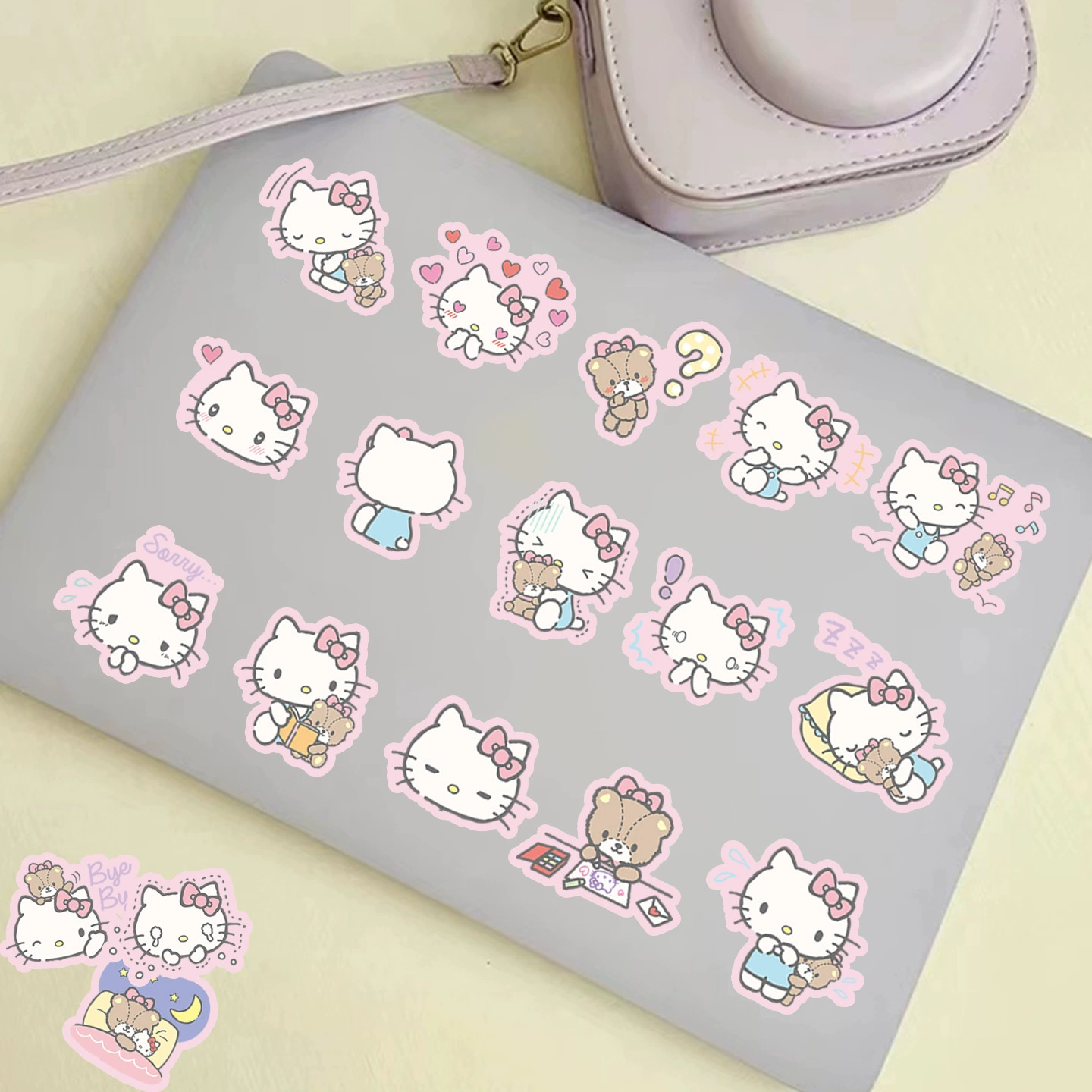 Принт Hello Kitty, светоотражающая неоновая розово-фиолетовая водостойкая наклейка, чемодан, канцелярские товары, скейтборд, шлем, 40, новая коллекция