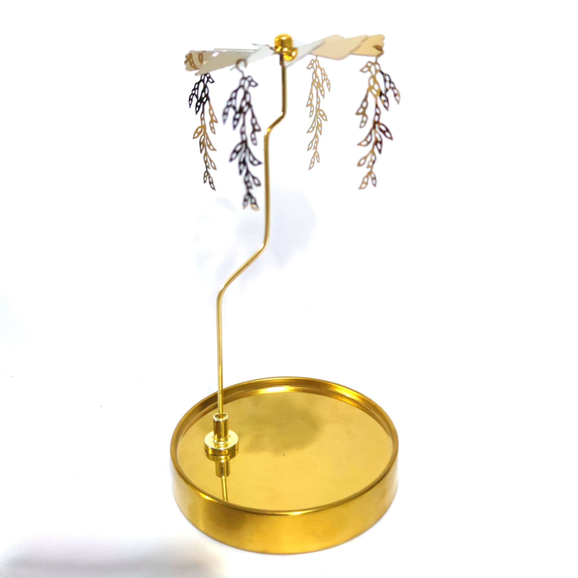 Fuente fabricante al por mayor Amazon INS bandeja redonda de acero inoxidable linterna giratoria giratoria candelabro de aromaterapia giratoria