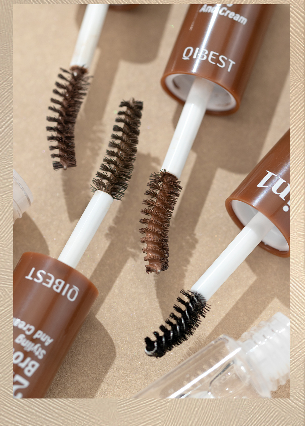 QIBEST Cross-border Double-Head Eyebrow Dye is a long-lasting, waterproof, sweat-proof, non-smudging, natural three-dimensional liquid eyebrow styling liquid undefined