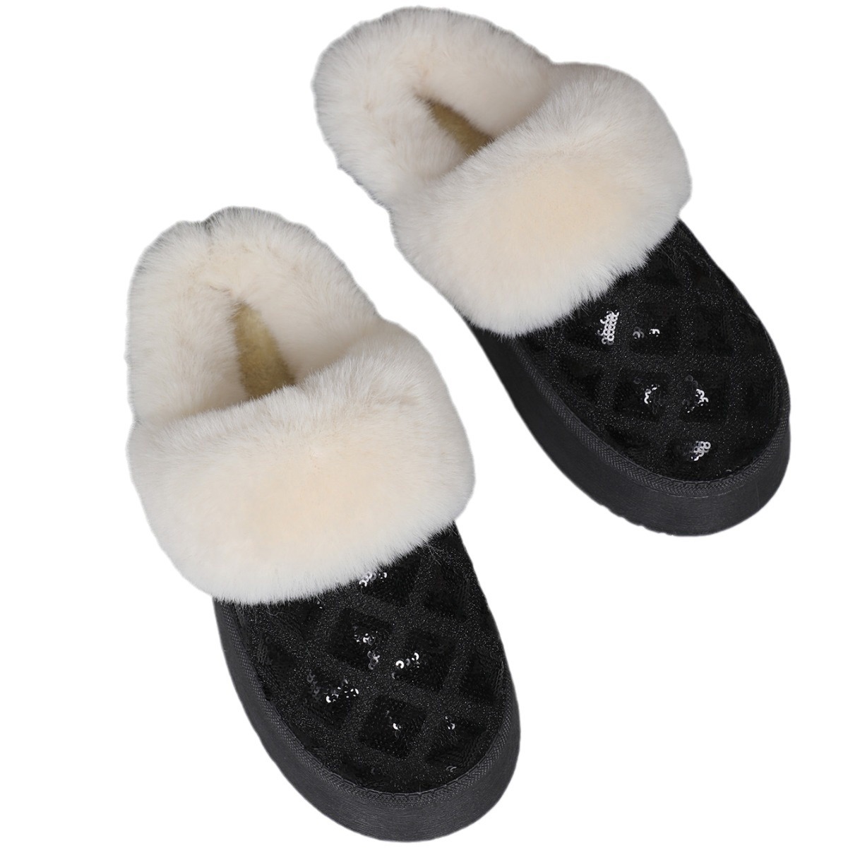 New thick soled slip-on snow boots warm half-drag low-top snow boots_voghion.com