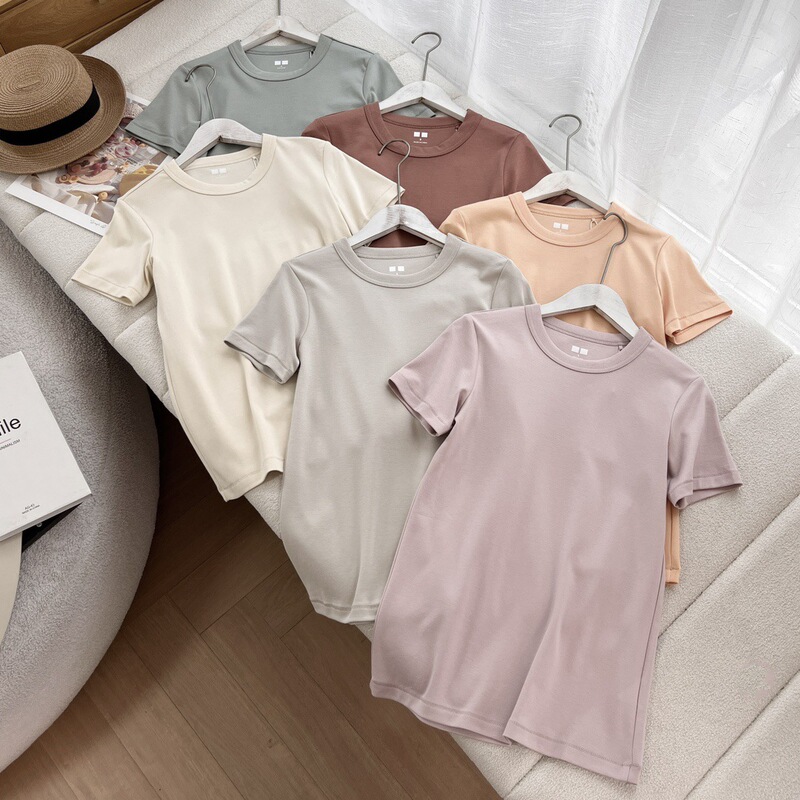Collaboration Series! Solid Color, Simple, Versatile, Basic, Comfortable, Slim-Fit, Round Neck, Short-Sleeve T-Shirt 465754