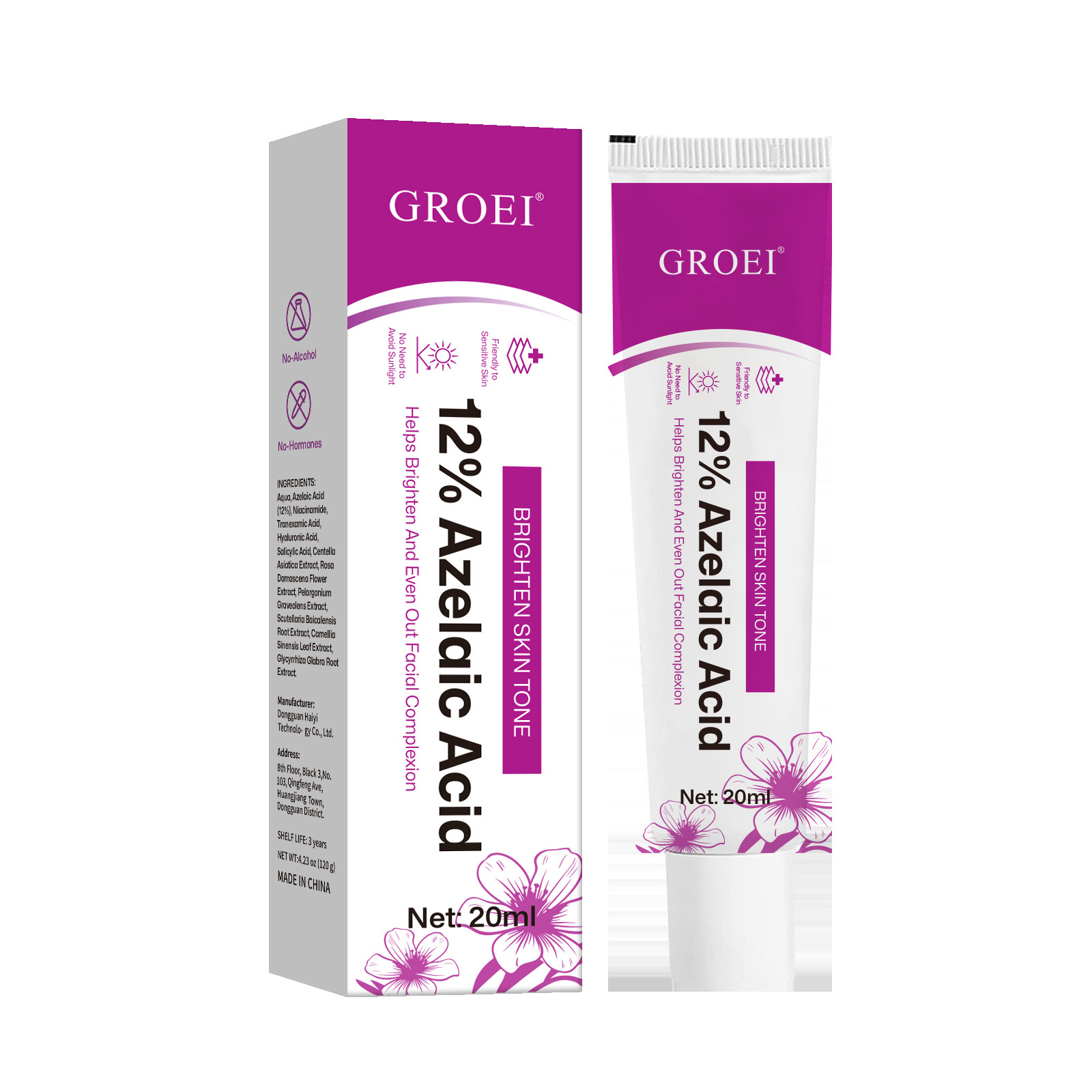 跨境GROEI面部精华 Azelaic Acid壬二酸12%毛孔收缩祛痘精华20ml