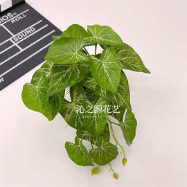 跨境新品 仿真绿植3D打印马蹄地瓜叶植物 拍摄道具家居装饰墙配材
