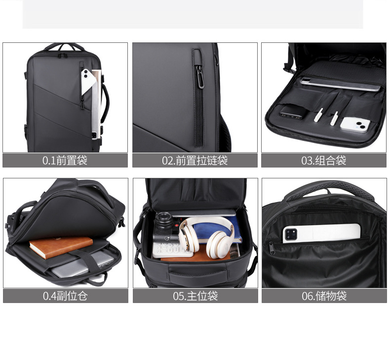Dual-shoulder backpack large capacity short-distance travel lightweight pack men's multifunctional backpack business travel portable daypack