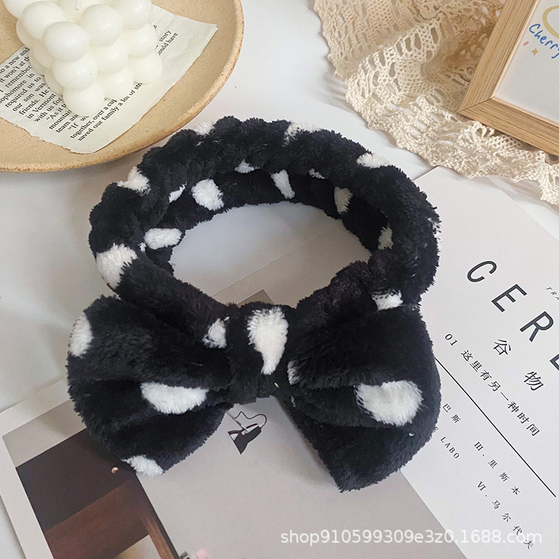 Cute Face Washing Hair Band Plush Headband Widened Non-slip Face Washing Makeup Moisture-proof Hair Movement Special Hair Band for Face Washing