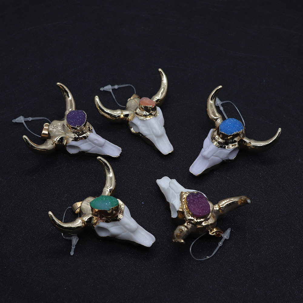 Casual Cow Head Shape Natural Stone Wholesale Jewelry Accessories display picture 2