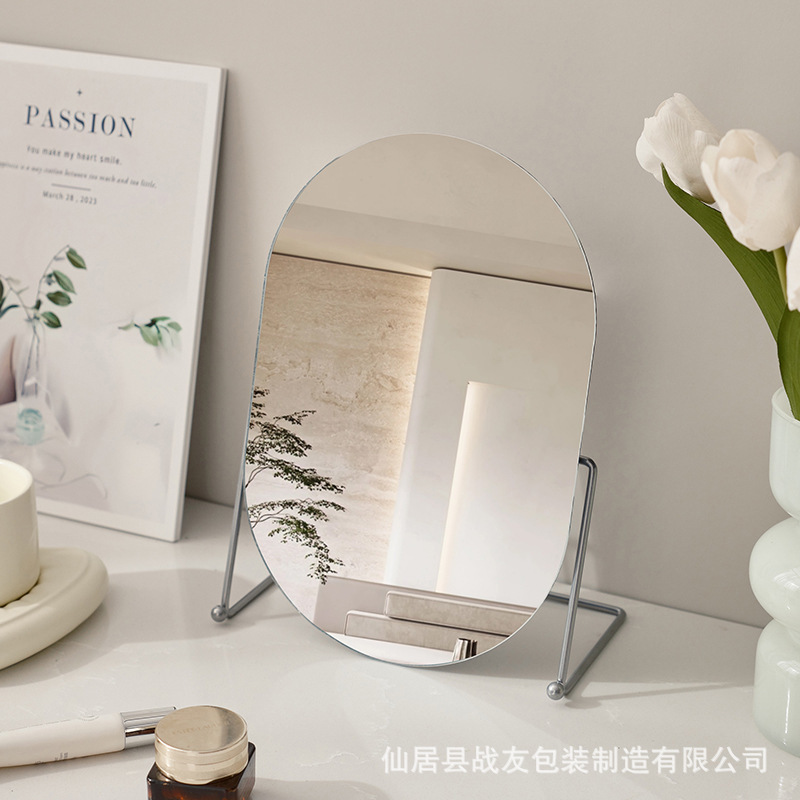 Espejo doméstico de explosión transfronteriza dormitorio espejo decorativo dormitorio espejo de maquillaje dormitorio espejo de vestir espejo de escritorio de metal de alto valor