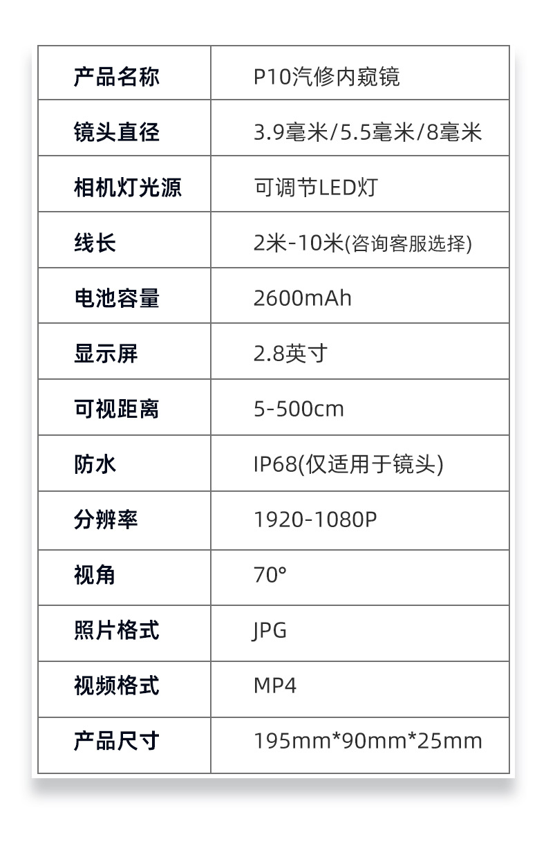 Handheld endoscope 2.8 inch IPS screen car repair