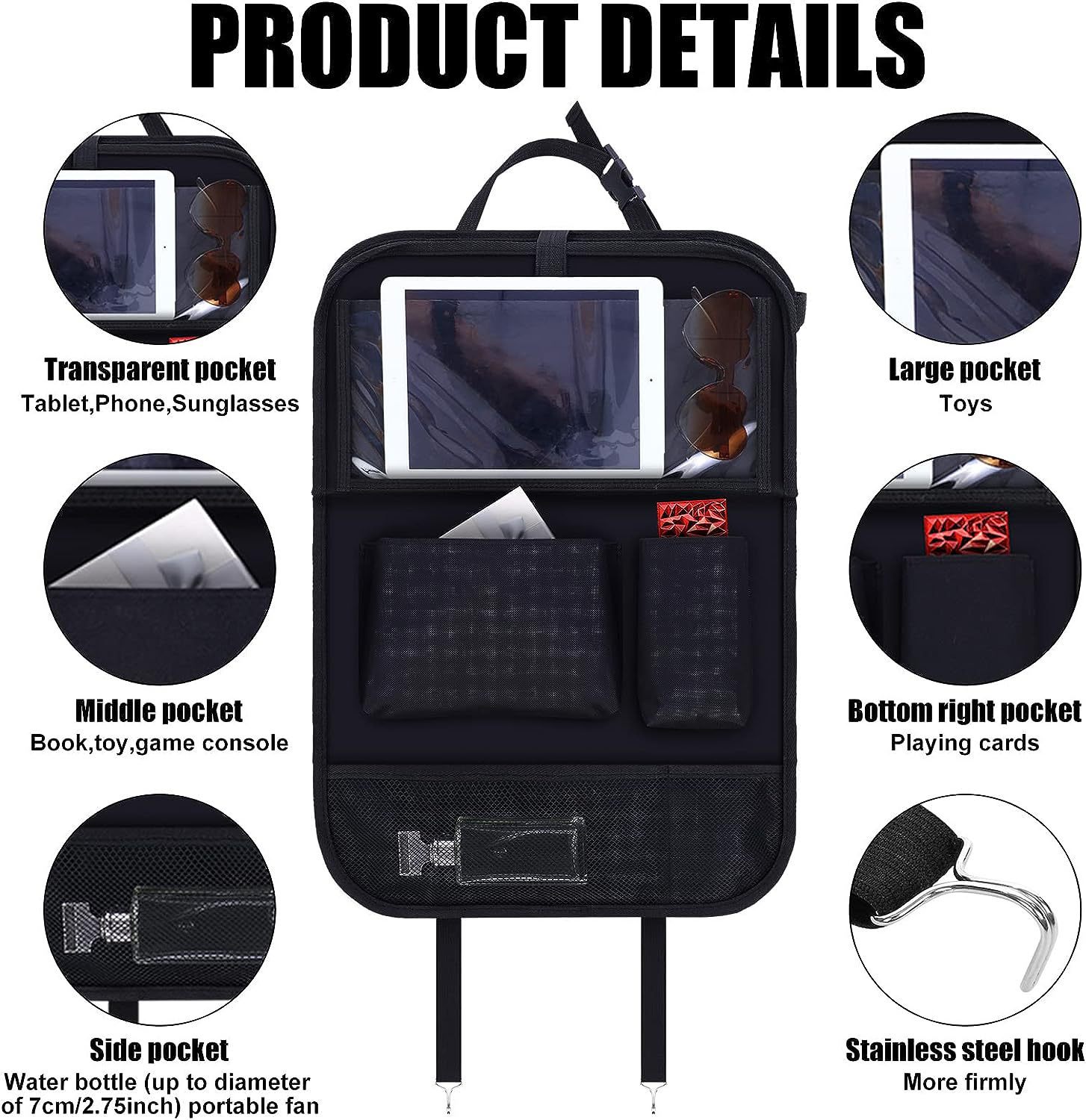 Transfronterizo 600D Oxford tela bolsa de almacenamiento de coche silla de coche bolsa de almacenamiento de asiento de coche bolsa de almacenamiento