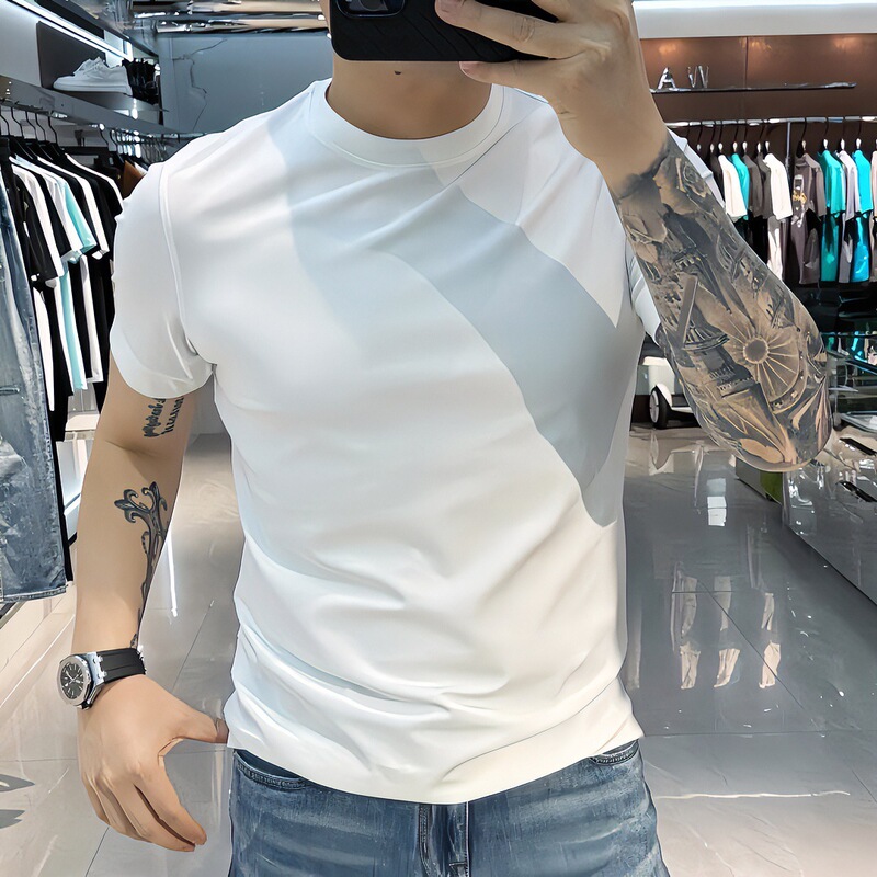 Men's Short-Sleeved T-Shirt, Simple Solid Color Base Shirt, Slim Fit Men's Round Neck Top, Sports Lightweight Summer T-Shirt for Men Men's Short-Sleeved T-Shirt, Simple Solid Color Base Shirt, Slim Fit Men's Round Neck Top, Sports Lightweight Summer T-Shirt for Men