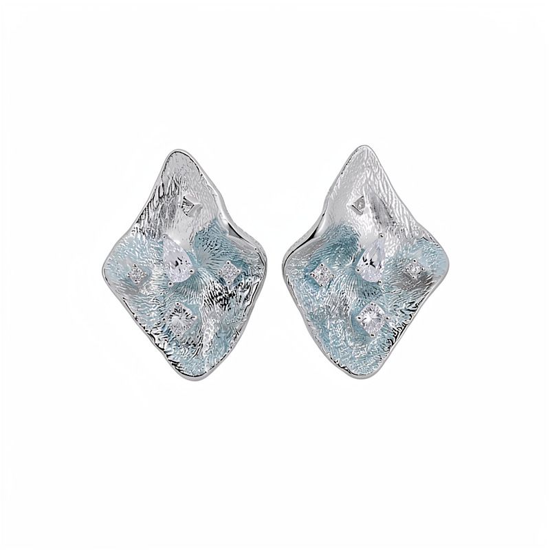 Agujas de plata, pendientes de piedra de silicio de silicio, estilo simple, personalidad, pendientes de lujo ligero, pendientes de alta sensación al por mayor