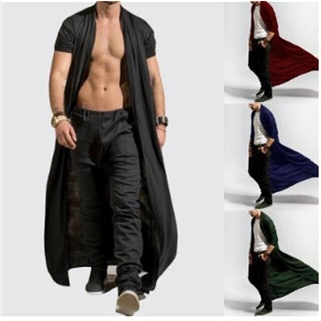 European and American Spring Thin Men's Mature Long Windbreaker Casual Color Men's Top
